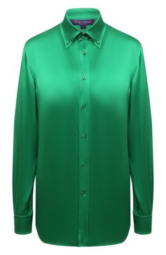Женская шелковая блузка RALPH LAUREN зеленого цвета, арт. 290864929 | Фото 1 (Рукава: Длинные; Длина (для топов): Удлиненные; Материал внешний: Шелк; Принт: Без принта; Стили: Романтичный; Женское Кросс-КТ: Блуза-одежда; Региональные ограничения белый список (Axapta Mercury): RU; Драгоценные камни: Проставлено; Материал сплава: Проставлено)