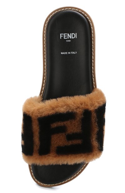 Кожаные шлепанцы с мехом FENDI, арт. JMR264/A62R/28-35, фото 4