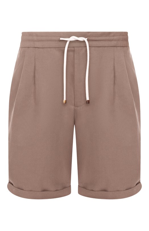 Шорты изо льна и хлопка Brunello Cucinelli MH255U0020 Коричневый MH255U0020