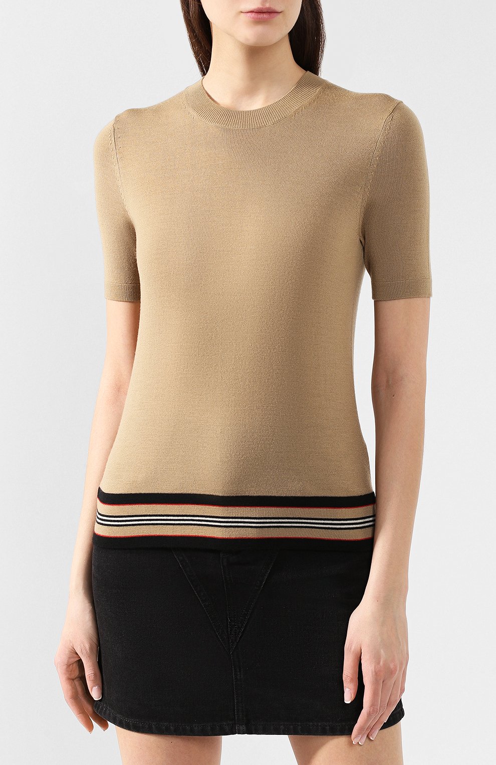 Шерстяной топ BURBERRY бежевого цвета по цене 58100 руб., арт. 8010592, фото 3 Шерстяной топ BURBERRY, арт. 8010592, фото 3