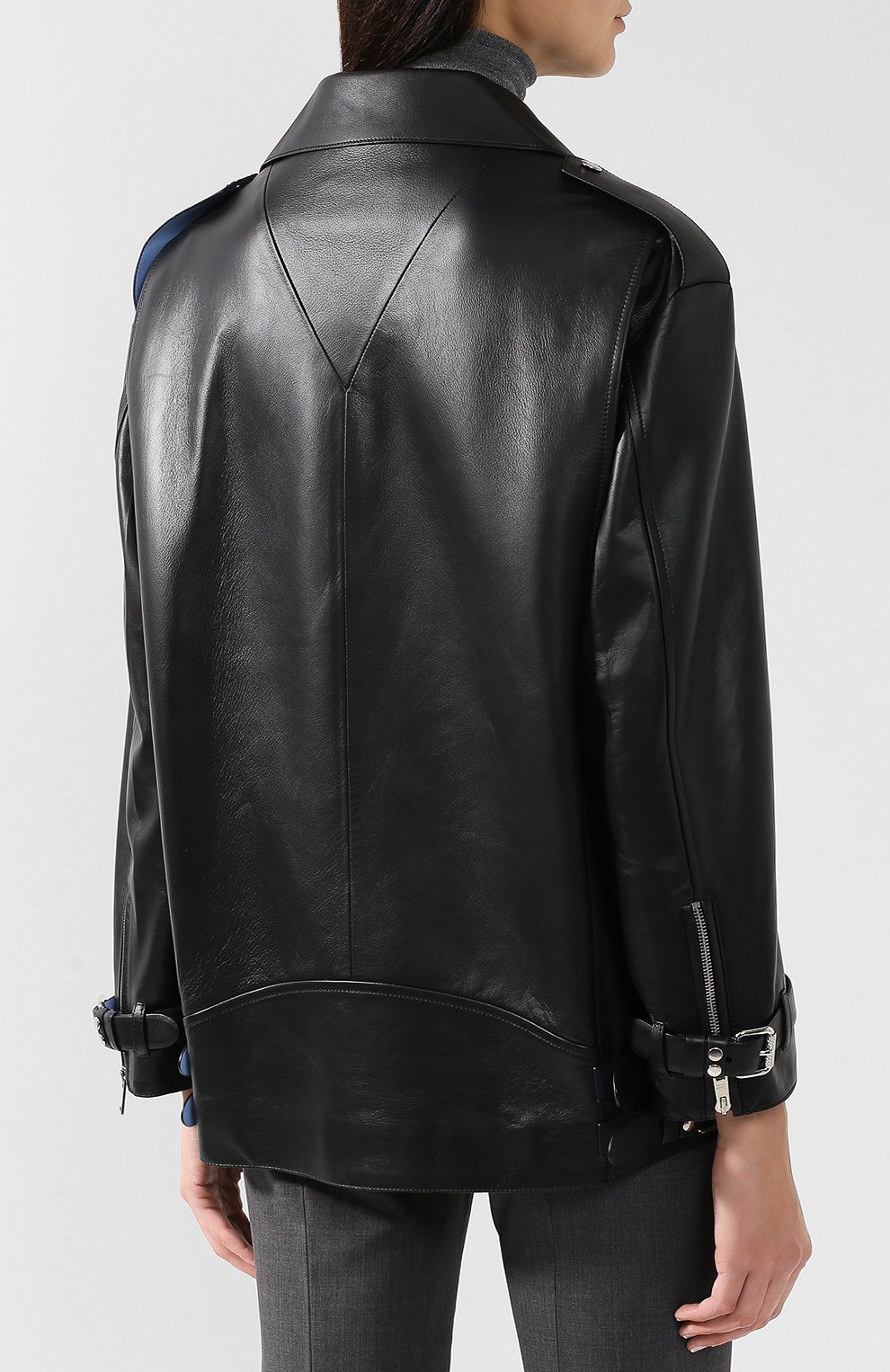 Кожаная куртка с косой молнией PRADA, арт. 58937-FLY-F014B, фото 4