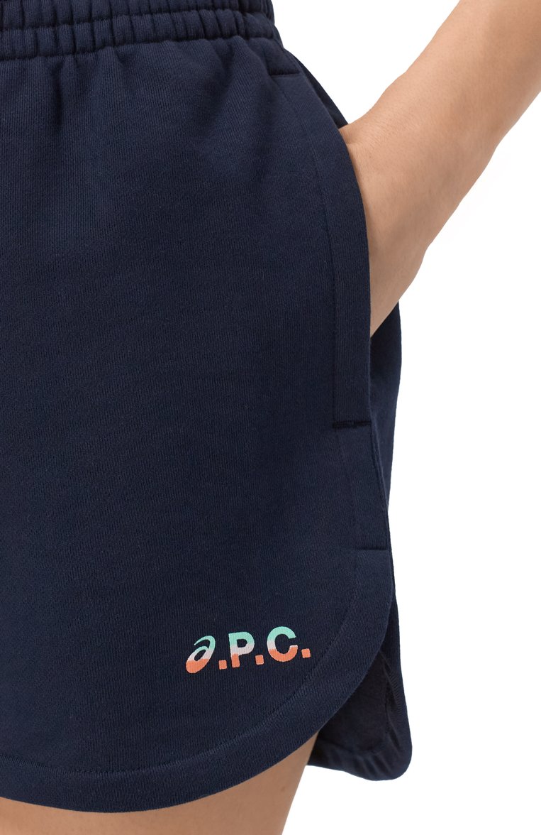 Женские хлопковые шорты a.p.c. x asics A.P.C. синего цвета, арт. C0EZD-F10210 | Фото 5 (Автоматизация ТО: Проставлено; Автоматизация состава: Проставлено; Материал внешний: Хлопок; Длина Ж (юбки, платья, шорты): Мини; Стили: Спорт-шик)