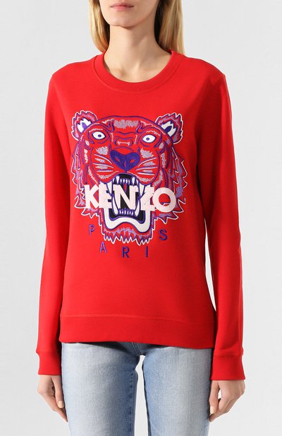 Хлопковый свитшот KENZO красного цвета по цене 24250 руб., арт. FA52SW7054XA, фото 3 Хлопковый свитшот KENZO, арт. FA52SW7054XA, фото 3