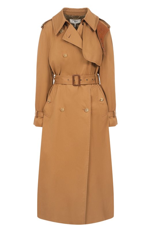 Хлопковый тренч Chloé CH25AMA19093 Бежевый CH25AMA19093