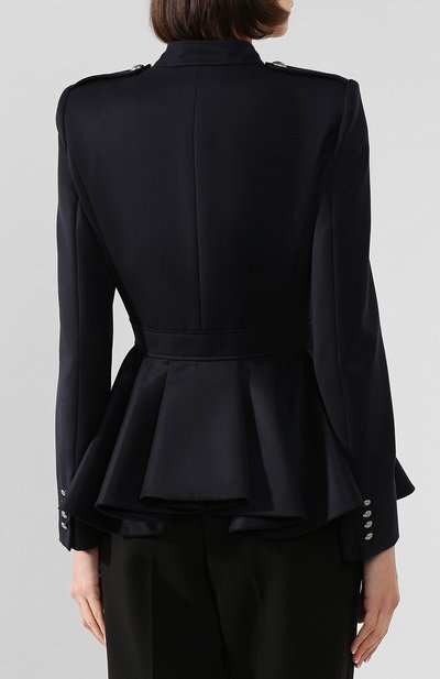 Шерстяной жакет ALEXANDER MCQUEEN синего цвета по цене 252000 руб., арт. 581885/QJAAF, фото 4 Шерстяной жакет ALEXANDER MCQUEEN, арт. 581885/QJAAF, фото 4