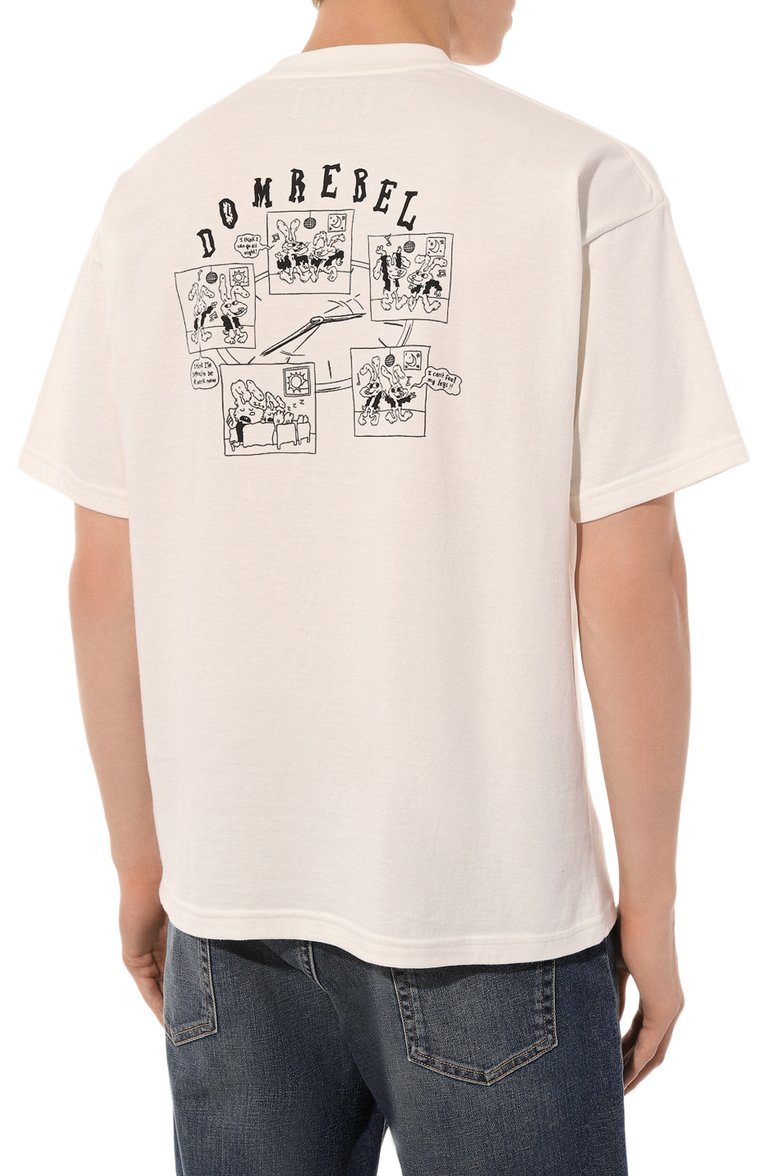 Мужская хлопковая футболка DOMREBEL белого цвета, арт. M F0RGET/TSHIRT | Фото 4 (Длина (для топов): Стандартные; Материал внешний: Хлопок; Рукава: Короткие; Принт: С принтом; Стили: Гранж; Мужское Кросс-КТ: Футболка-одежда; Кросс-КТ: Джерси; Автоматизация ТО: Проставлено; Детали: Без декора; Автоматизация состава: Проставлено)