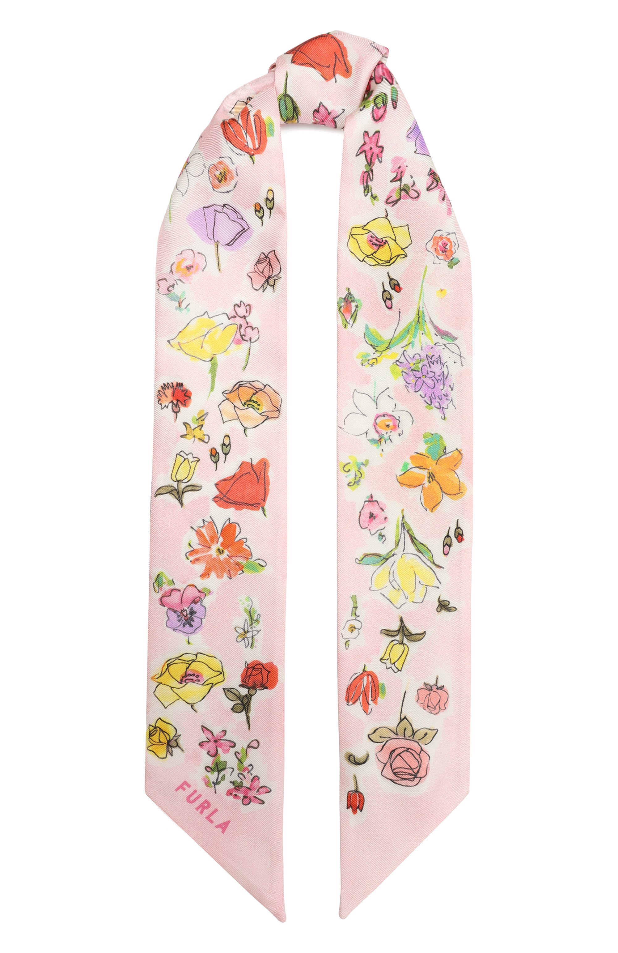 Шелковый шарф-твилли FURLA светло-розового цвета по цене 9000 руб., арт. WT00022/BX3853, фото 1 Шелковый шарф-твилли FURLA, арт. WT00022/BX3853, фото 1
