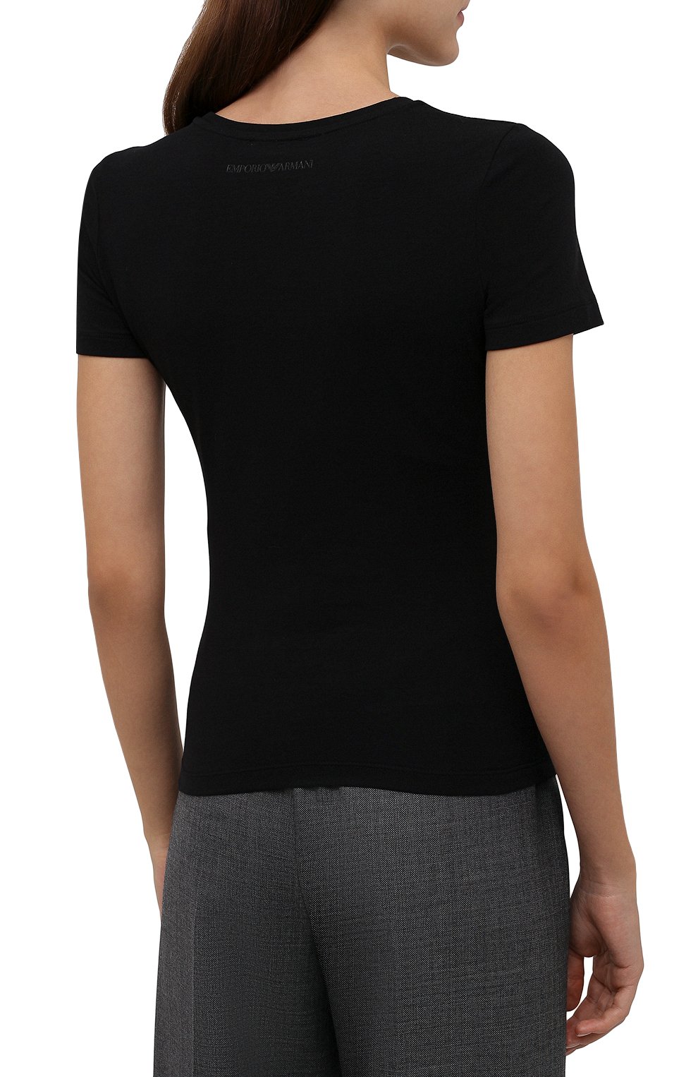 Хлопковая футболка EMPORIO ARMANI черного цвета по цене 12200 руб., арт. 6K2T6F/2JQAZ, фото 4 Хлопковая футболка EMPORIO ARMANI, арт. 6K2T6F/2JQAZ, фото 4