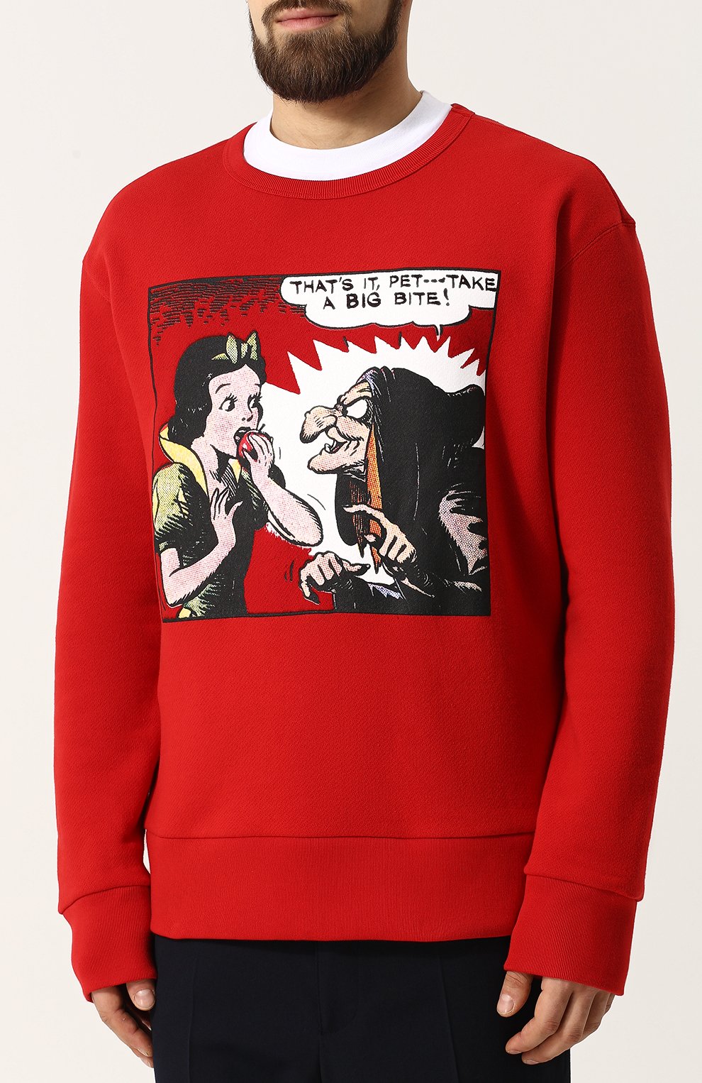 Хлопковый свитшот с принтом GUCCI красного цвета по цене 64950 руб., арт. 475532/X3M04, фото 3 Хлопковый свитшот с принтом GUCCI, арт. 475532/X3M04, фото 3