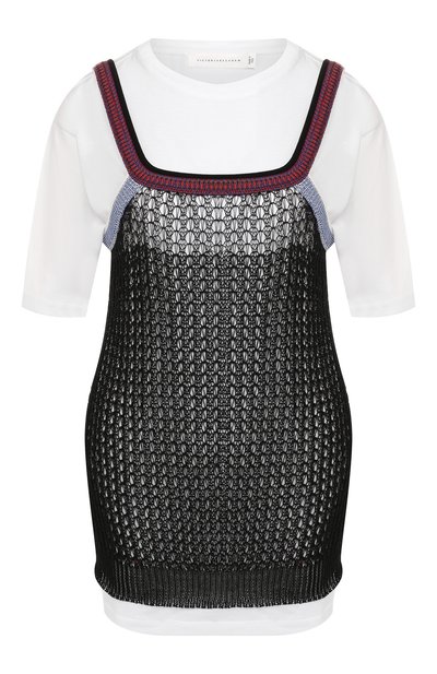 Женская хлопковая футболка с топом VICTORIA BECKHAM, арт. TP KNT 1840 MSS19 3D LACE
