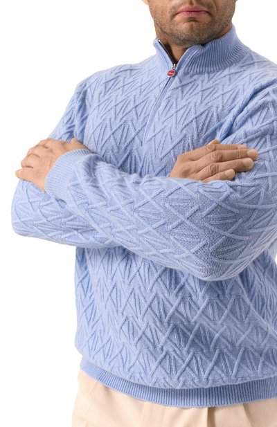 Кашемировый джемпер KITON светло-голубого цвета по цене 424000 руб., арт. UMK0517K68_4XL-8XL, фото 5 Кашемировый джемпер KITON, арт. UMK0517K68_4XL-8XL, фото 5