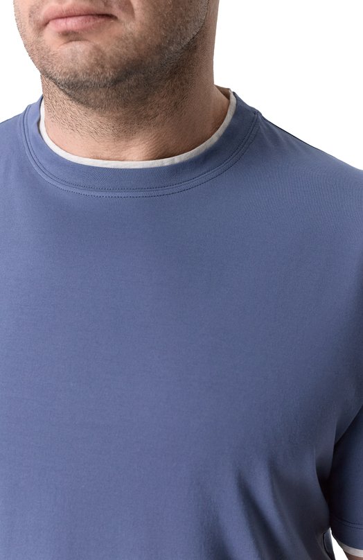 Хлопковая футболка Brunello Cucinelli M0B137427 Голубой  M0B137427 Фото 5