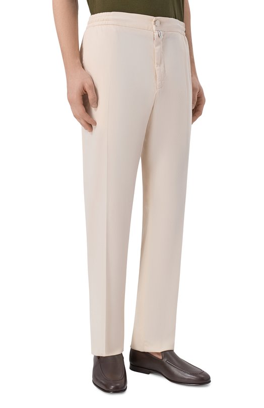 Брюки из хлопка и шелка Kiton UPLACRK0607H Кремовый  UPLACRK0607H Фото 3