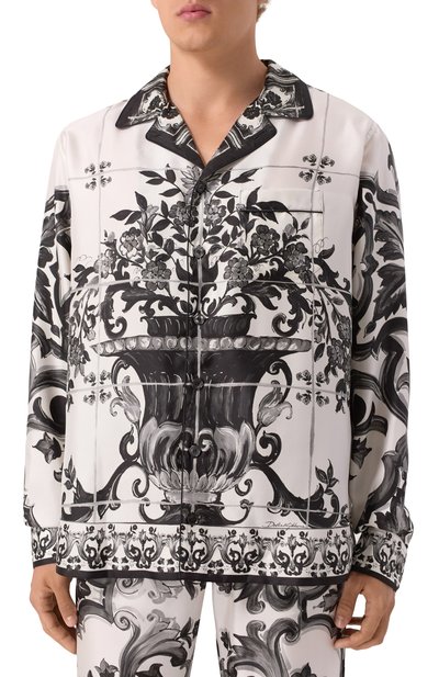 Шелковая рубашка DOLCE & GABBANA черно-белого цвета по цене 241500 руб., арт. G5IF1T/HI1SV, фото 3 Шелковая рубашка DOLCE & GABBANA, арт. G5IF1T/HI1SV, фото 3