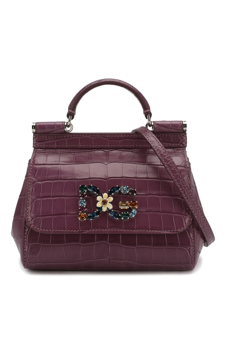 Женская сумка sicily micro из кожи аллигатора DOLCE & GABBANA фиолетового цвета, арт. BB6271/B2DH2/AMIS | Фото 6 (Размер: mini; Ремень/цепочка: На ремешке; Сумки-технические: Сумки через плечо, Сумки top-handle; Материал: Экзотическая кожа)