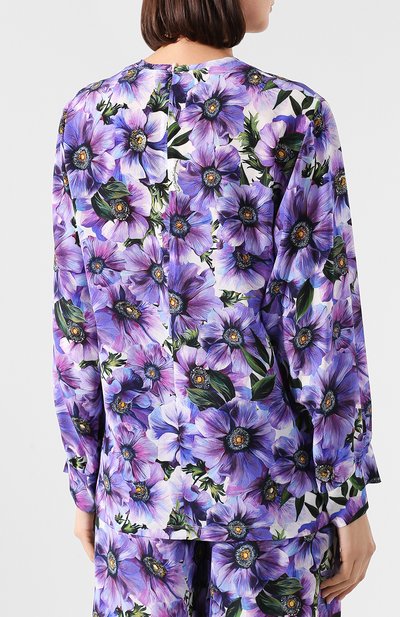Шелковая блузка DOLCE & GABBANA фиолетового цвета по цене 93900 руб., арт. F71Q8T/IS1A1, фото 4 Шелковая блузка DOLCE & GABBANA, арт. F71Q8T/IS1A1, фото 4