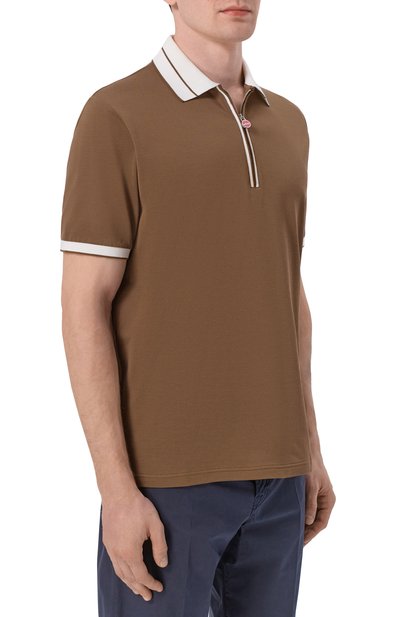 Хлопковое поло KITON коричневого цвета по цене 125000 руб., арт. UMK0880, фото 3 Хлопковое поло KITON, арт. UMK0880, фото 3