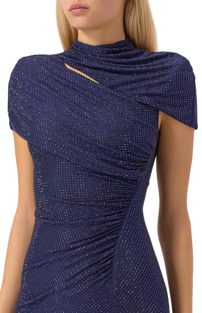 Платье с отделкой стразами SELF-PORTRAIT синего цвета по цене 92500 руб., арт. AW25142MN, фото 4 Платье с отделкой стразами SELF-PORTRAIT, арт. AW25142MN, фото 4
