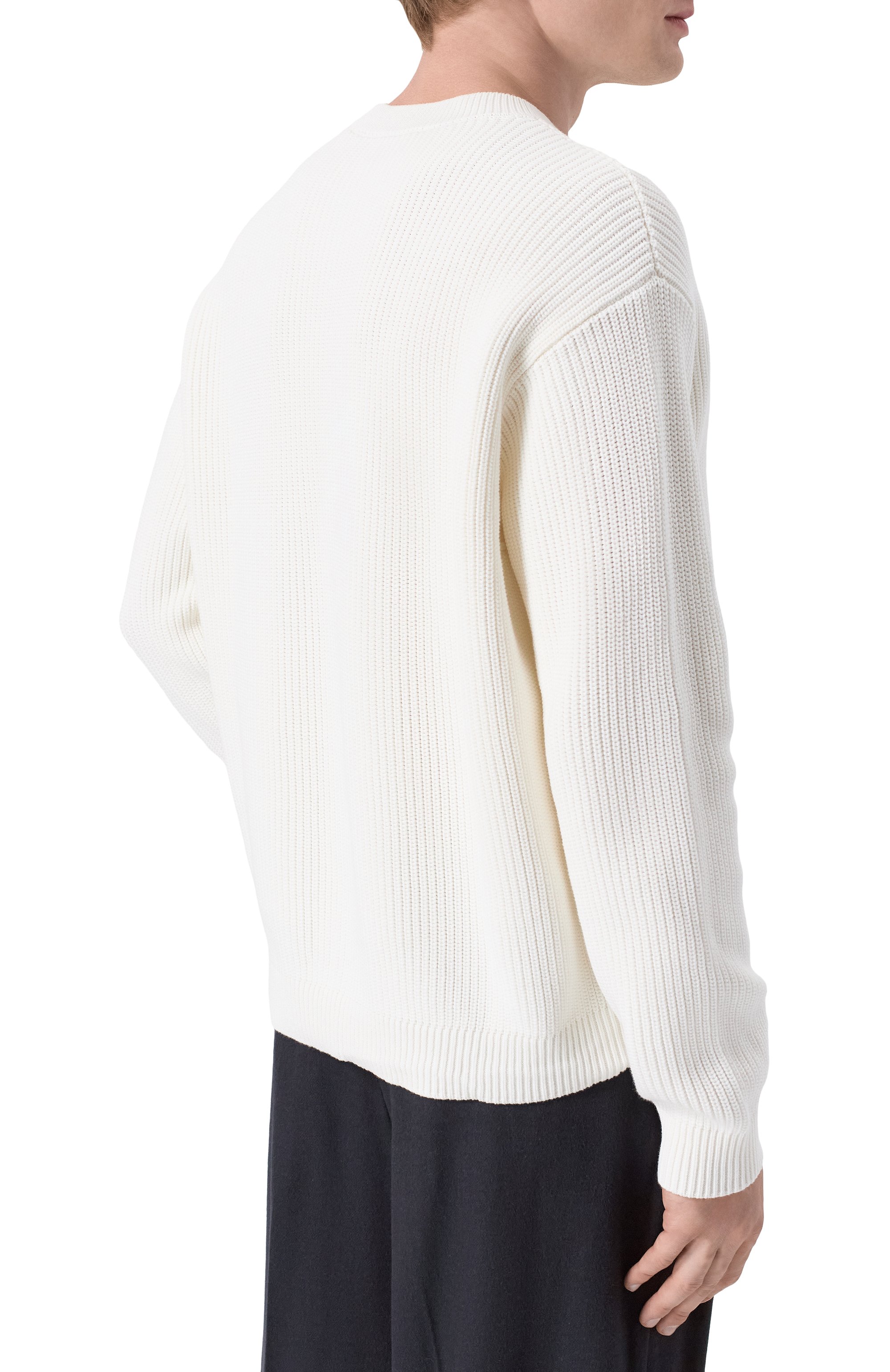 Хлопковый свитер EMPORIO ARMANI белого цвета по цене 36000 руб., арт. EM004615/AF24418, фото 4 Хлопковый свитер EMPORIO ARMANI, арт. EM004615/AF24418, фото 4