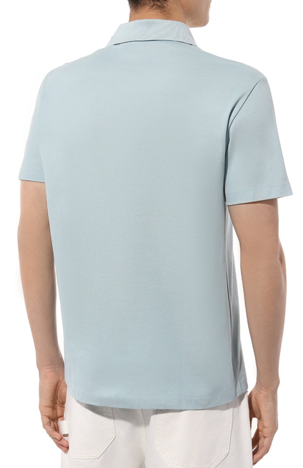 Хлопковое поло VERSACE бирюзового цвета по цене 69500 руб., арт. 1013906/1A09798, фото 4 Хлопковое поло VERSACE, арт. 1013906/1A09798, фото 4