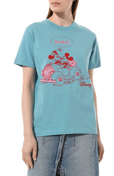Хлопковая футболка disney x gucci GUCCI голубого цвета по цене 64800 руб., арт. 580762 XJBYB, фото 3 Хлопковая футболка disney x gucci GUCCI, арт. 580762 XJBYB, фото 3