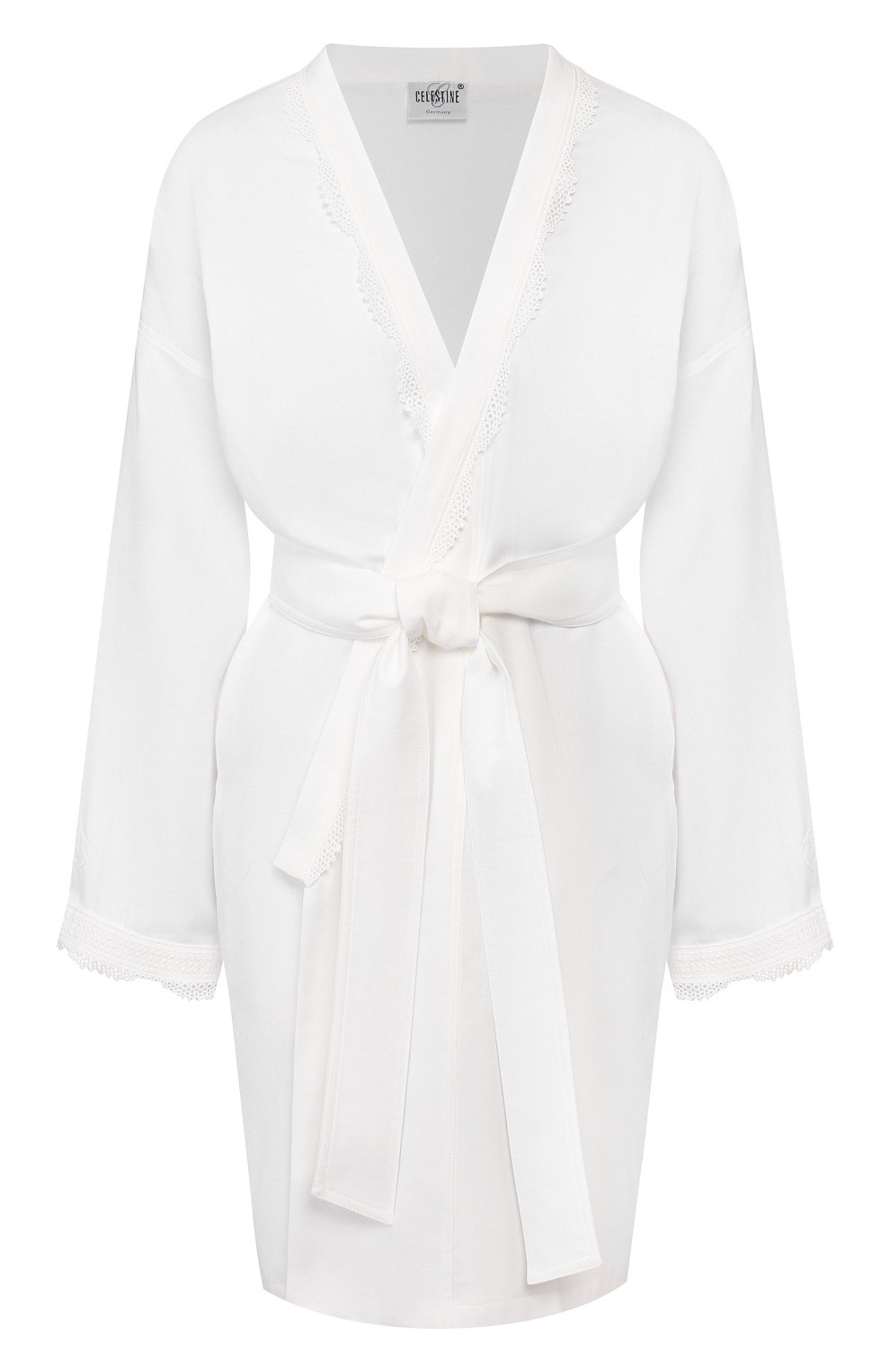 Хлопковый халат CELESTINE белого цвета по цене 19950 руб., арт. 70000572/SARA HAUSMANTEL, фото 1 Хлопковый халат CELESTINE, арт. 70000572/SARA HAUSMANTEL, фото 1