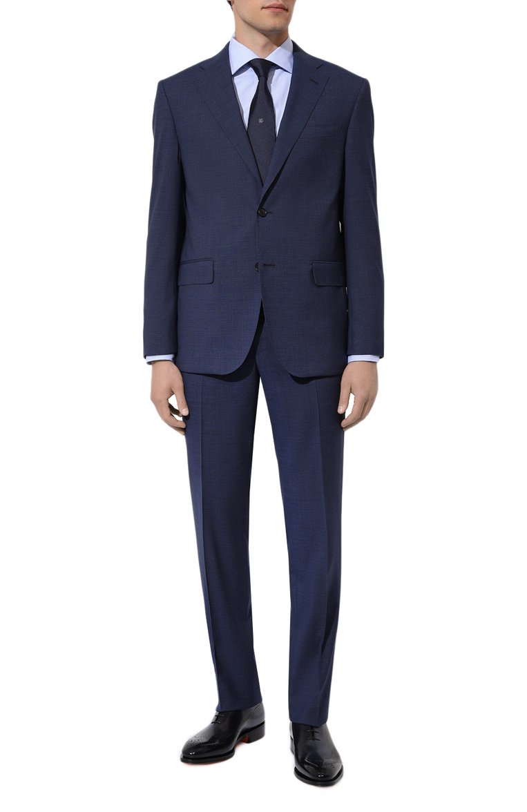 Мужской шерстяной костюм CORNELIANI темно-синего цвета, арт. 93X008-935002/9317536_1 | Фото 1 (Материал внешний: Шерсть; Рукава: Длинные; Костюмы М: Однобортный; Стили: Классический; Автоматизация состава: Проставлено; Автоматизация ТО: Проставлено)
