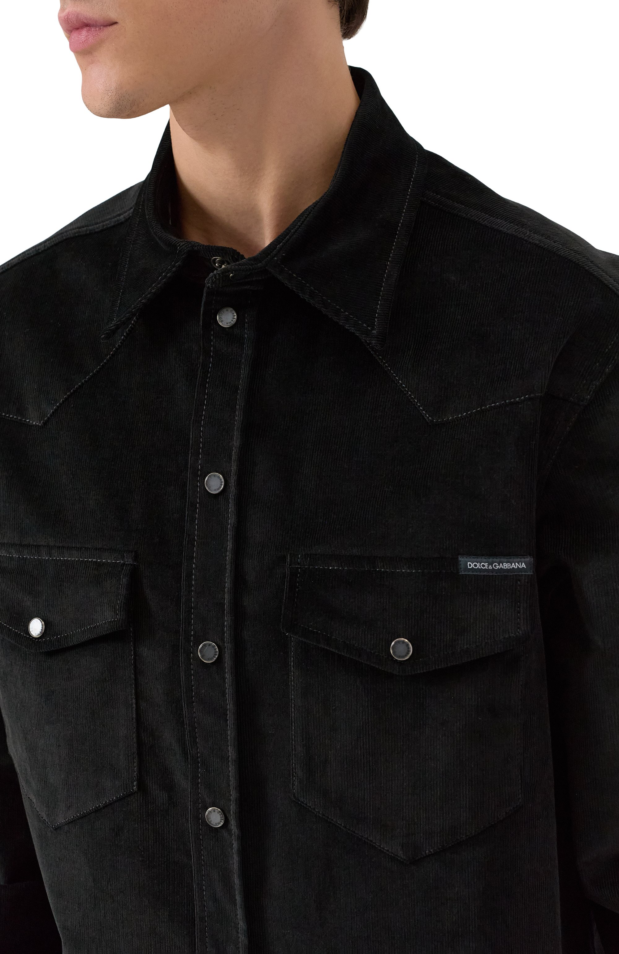 Вельветовая рубашка DOLCE & GABBANA черного цвета по цене 99950 руб., арт. G5MA1T/GJ589, фото 5 Вельветовая рубашка DOLCE & GABBANA, арт. G5MA1T/GJ589, фото 5
