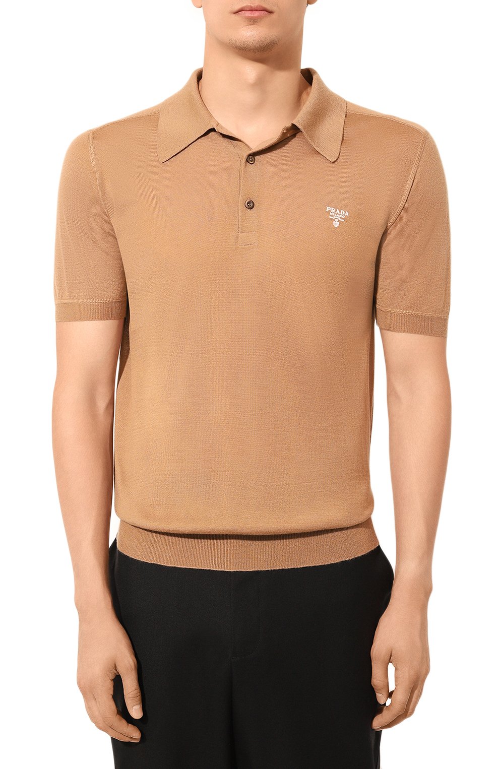 Кашемировое поло PRADA бежевого цвета по цене 195000 руб., арт. UMB313-10IR-F0040-221, фото 3 Кашемировое поло PRADA, арт. UMB313-10IR-F0040-221, фото 3