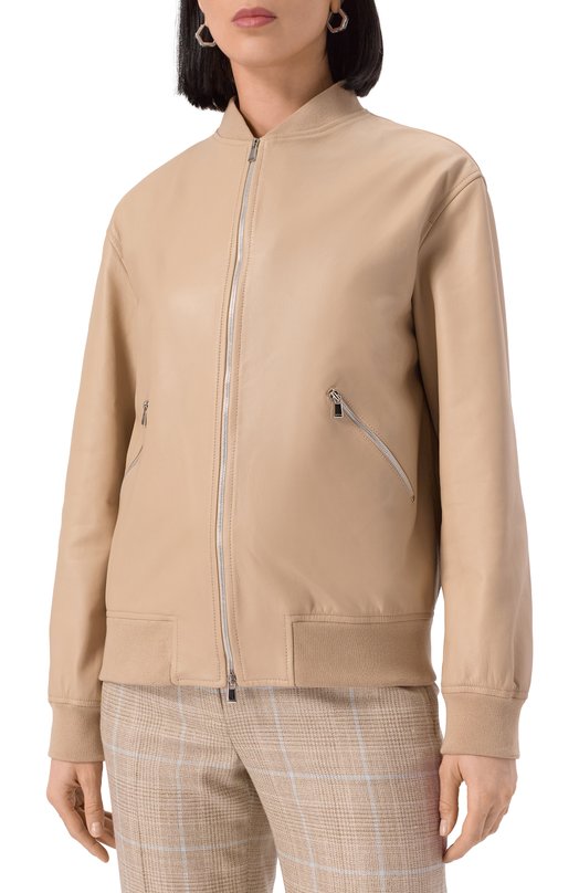 Кожаный бомбер Kiton D59674K0920F02 Бежевый  D59674K0920F02 Фото 3