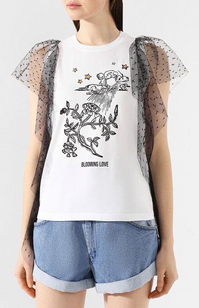 Хлопковая футболка REDVALENTINO белого цвета по цене 23850 руб., арт. TR3MG04N/4UW, фото 3 Хлопковая футболка REDVALENTINO, арт. TR3MG04N/4UW, фото 3