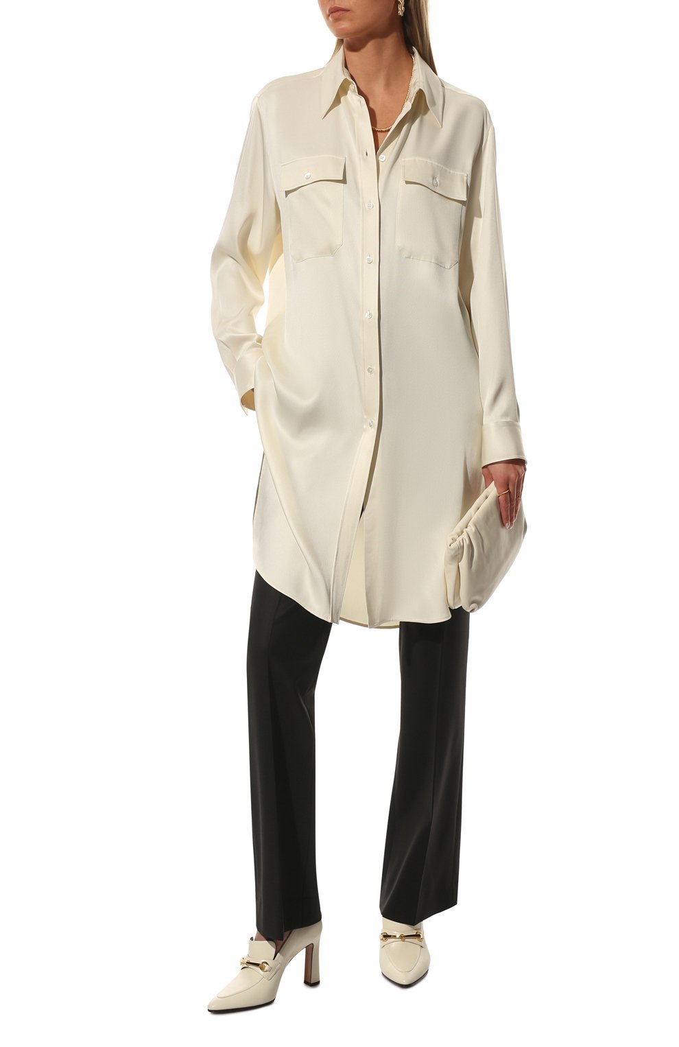 Шелковая туника THE ROW молочного цвета по цене 281500 руб., арт. 6036W2171, фото 2 Шелковая туника THE ROW, арт. 6036W2171, фото 2