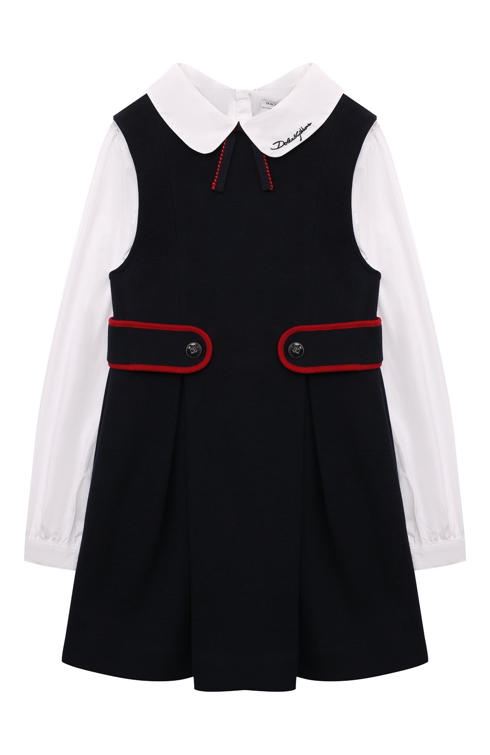 Хлопковое платье DOLCE & GABBANA темно-синего цвета по цене 65550 руб., арт. L5JD8W/G7NMH, фото 1 Хлопковое платье DOLCE & GABBANA, арт. L5JD8W/G7NMH, фото 1