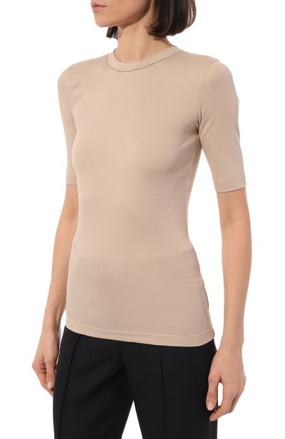 Хлопковый топ BRUNELLO CUCINELLI бежевого цвета по цене 45400 руб., арт. M0TC8BJ310, фото 3 Хлопковый топ BRUNELLO CUCINELLI, арт. M0TC8BJ310, фото 3