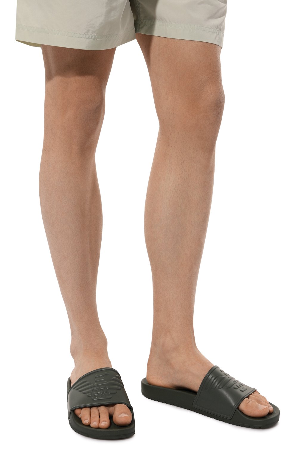 Шлепанцы EMPORIO ARMANI зеленого цвета по цене 7595 руб., арт. XVPS08/XN747, фото 3 Шлепанцы EMPORIO ARMANI, арт. XVPS08/XN747, фото 3