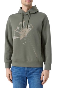 Мужской хлопковое худи EMPORIO ARMANI хаки цвета, арт. EM001692/AF10013 | Фото 3 (Материал сплава: Проставлено; Длина (для топов): Стандартные; Материал внешний: Хлопок; Драгоценные камни: Проставлено; Рукава: Длинные; Мужское Кросс-КТ: Худи-одежда; Принт: С принтом; Стили: Спорт-шик, Милитари)