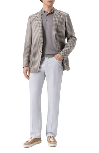 Хлопковые брюки KITON светло-серого цвета по цене 121000 руб., арт. UPNJS1K0600H17, фото 2 Хлопковые брюки KITON, арт. UPNJS1K0600H17, фото 2