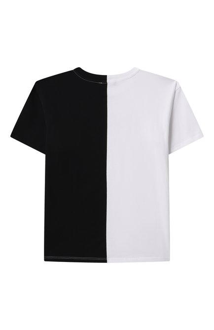 Детская хлопковая футболка BALMAIN черно-белого цвета, арт. BW8Q01 | Фото 2 (Драгоценные камни: Проставлено; Рукава: Короткие; Материал сплава: Проставлено)