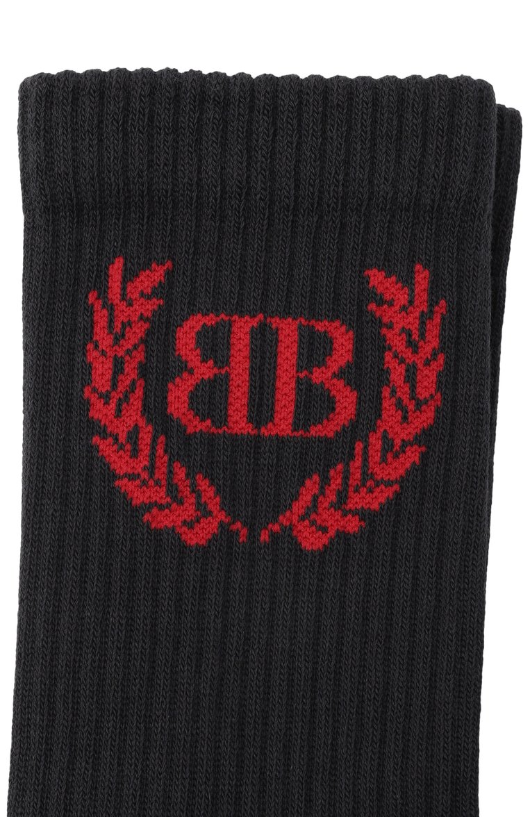 Женские хлопковые носки BALENCIAGA черного цвета, арт. 829454/4F1B5 | Фото 2 (Автоматизация состава: Проставлено; Материал внешний: Хлопок; Нос: Не проставлено)