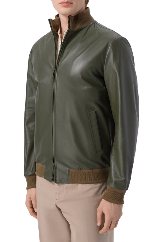 Кожаный бомбер Stefano Ricci M7J6100260/NPNUV5 Зелёный  M7J6100260/NPNUV5 Фото 3