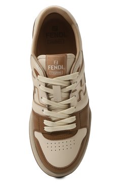 Мужские кожаные кеды fendi match FENDI бежевого цвета, арт. 7E1643 A0MN | Фото 6 (Материал внутренний: Текстиль; Драгоце�нные камни: Проставлено; Материал сплава: Проставлено; Подошва: Массивная; Материал утеплителя: Без утеплителя; Стили: Классический; Материал внешний: Натуральная кожа; Кросс-КТ: Низкие)