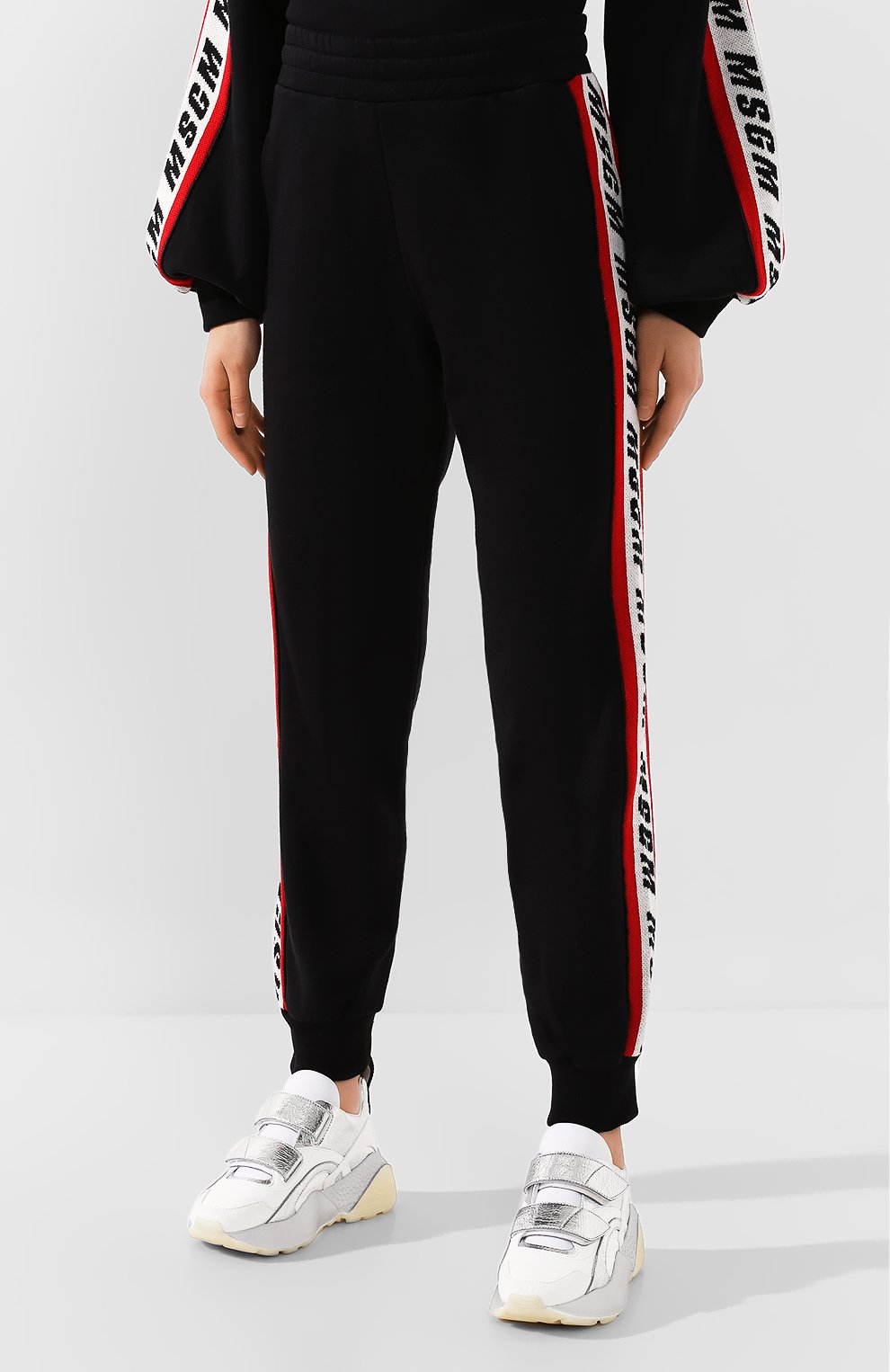 Хлопковые брюки MSGM черного цвета по цене 25650 руб., арт. 2741MDP62 195799, фото 3 Хлопковые брюки MSGM, арт. 2741MDP62 195799, фото 3