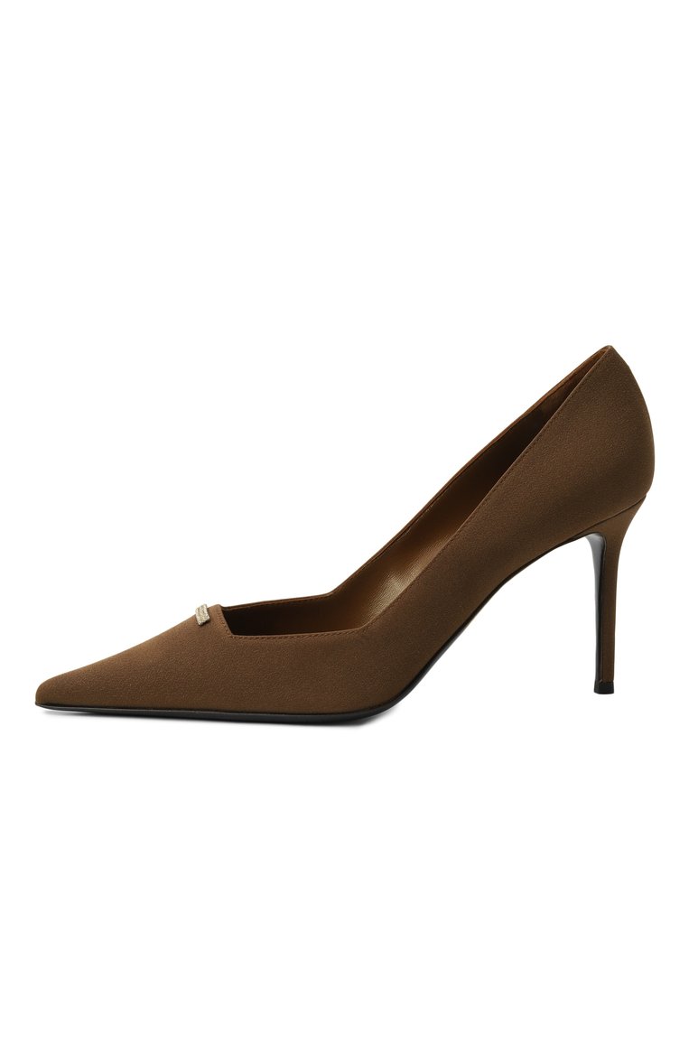 Женские текстильные туфли intrigo 105 GIUSEPPE ZANOTTI DESIGN коричневого цвета, арт. E560014 | Фото 4 (Материал внешний: Текстиль; Каблук высота: Высокий; Материал внутренний: Натуральная кожа; Подошва: Плоская; Каблук тип: Шпилька; Автоматизация состава: Проставлено; Автоматизация ТО: Проставлено)
