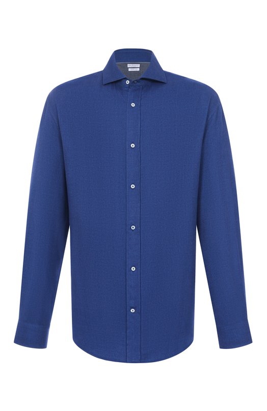 Рубашка из хлопка и лиоцелла Brunello Cucinelli MY6370627W Синий MY6370627W