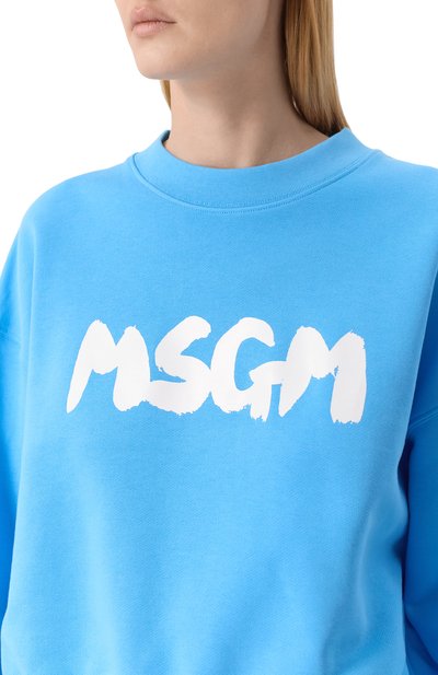 Хлопковый свитшот MSGM голубого цвета по цене 18950 руб., арт. 3841MDM98/257000, фото 5 Хлопковый свитшот MSGM, арт. 3841MDM98/257000, фото 5