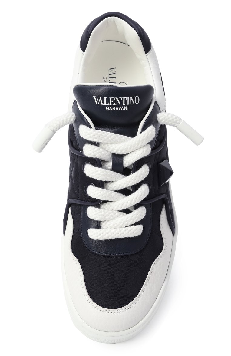 Мужские комбинированные кеды one stud xl VALENTINO синего цвета, арт. 6Y2S0G37/ZKD | Фото 6 (Материал внешний: Натуральная кожа, Текстиль; Материал внутренний: Натуральная кожа; Подошва: Массивная; Кросс-КТ: Низкие; Материал утеплителя: Без утеплителя; Стили: Классический)