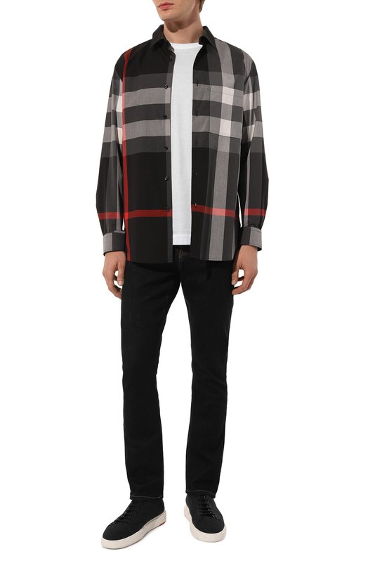 Хлопковая рубашка Burberry 8075784/146512 Серый  8075784/146512 Фото 2