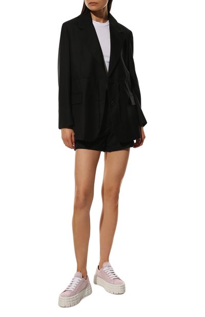 Текстильные кеды double wheel PRADA розового цвета по цене 81000 руб., арт. 1E260M-3LFX-F0E18-050, фото 2 Текстильные кеды double wheel PRADA, арт. 1E260M-3LFX-F0E18-050, фото 2