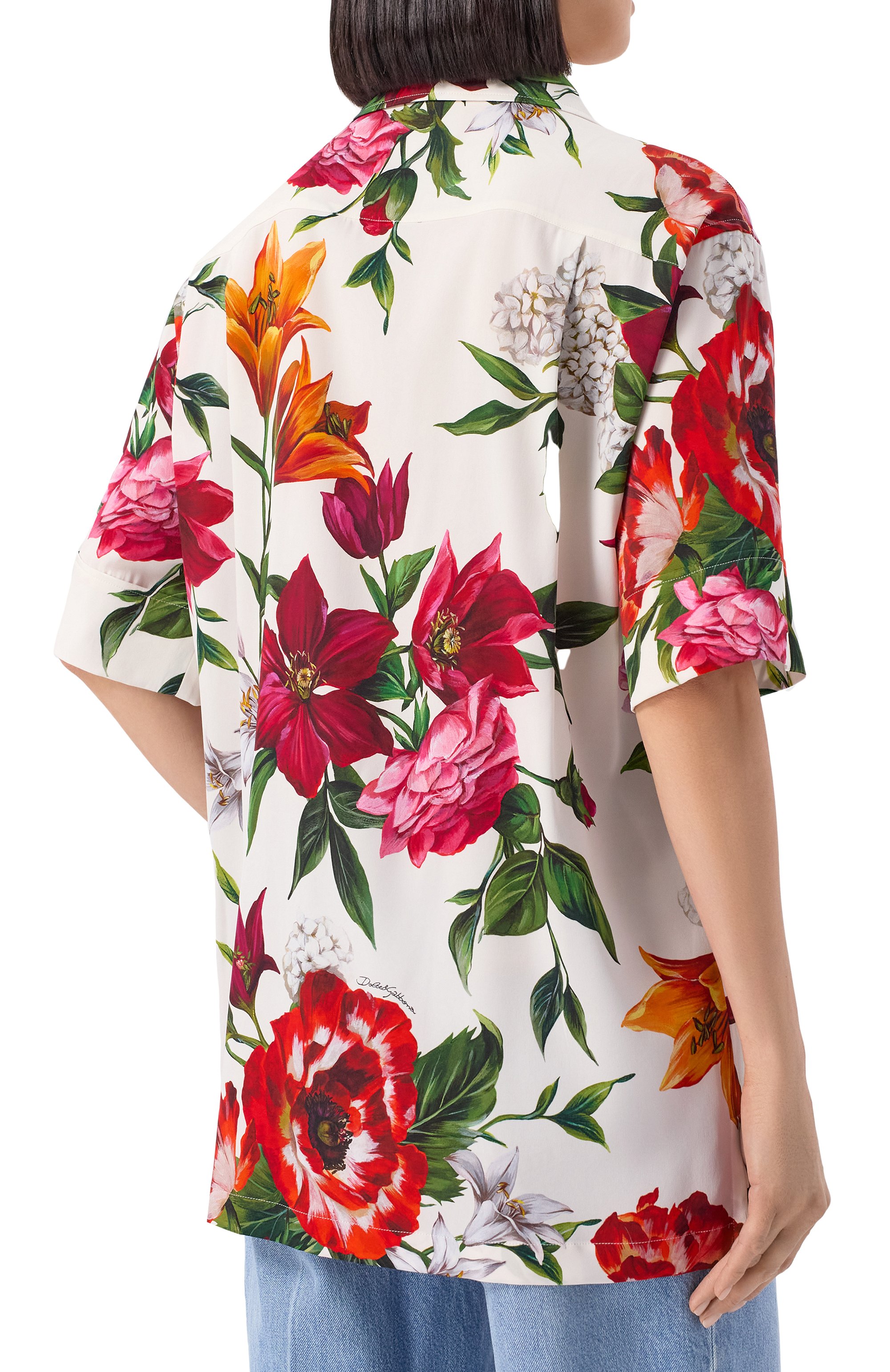 Шелковая рубашка DOLCE & GABBANA красного цвета по цене 191500 руб., арт. F5N17T/FSA7V, фото 4 Шелковая рубашка DOLCE & GABBANA, арт. F5N17T/FSA7V, фото 4