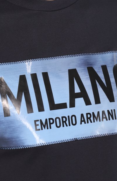 Хлопковая футболка EMPORIO ARMANI темно-синего цвета по цене 15900 руб., арт. 3H1T62/1J30Z, фото 5 Хлопковая футболка EMPORIO ARMANI, арт. 3H1T62/1J30Z, фото 5